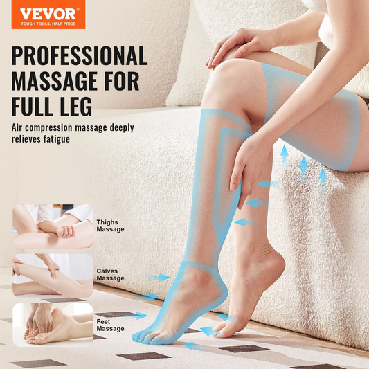 VEVOR Full Leg Massager, Air Compression Leg Massager for Foot Calf Thigh Knee, 3 Modes & 3 Intensities, Leg Compression Massage Boots for Circulation, Relaxation, Pain Relief - Great Gift for Mom/Dad